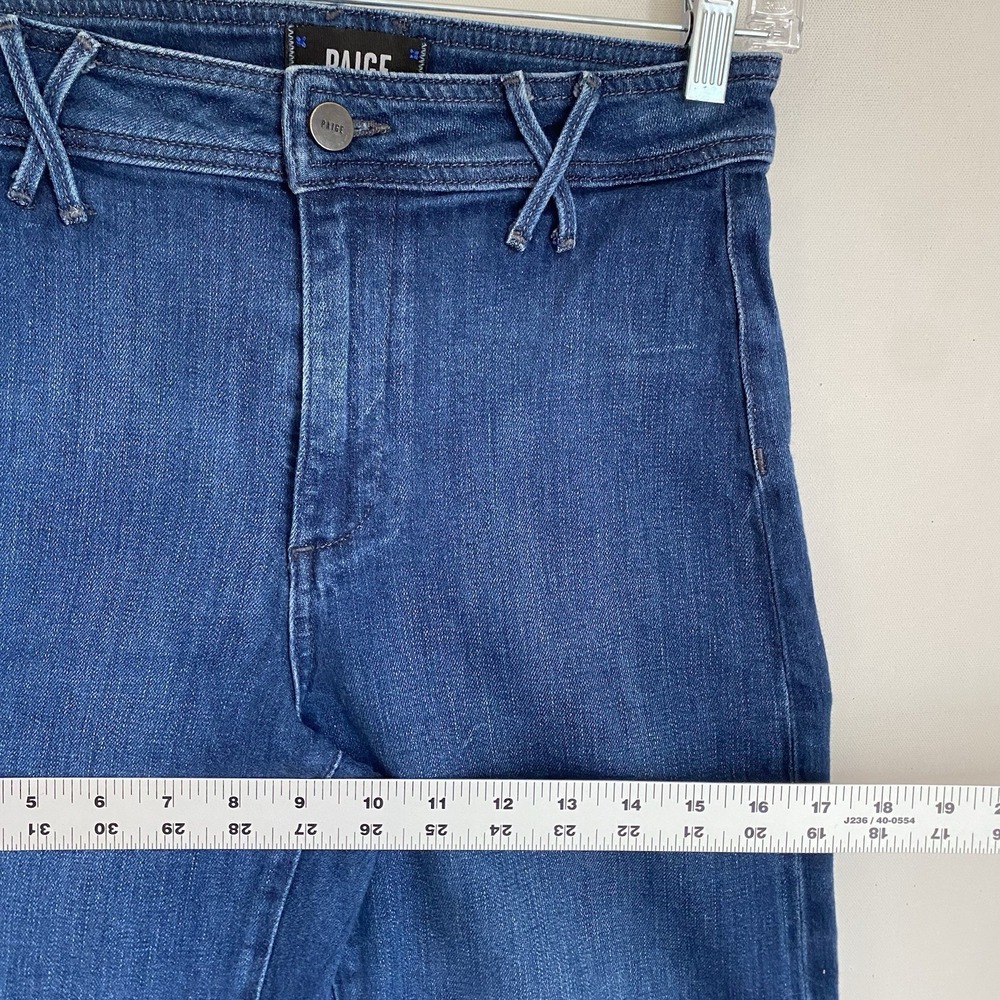 Paige Wide Leg Cropped Jeans Women Size 26 Blue High Rise Stretch - Picture 6 of 10